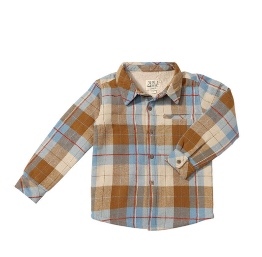 Denim Blue and Tan Plaid Shacket - Me and Henry