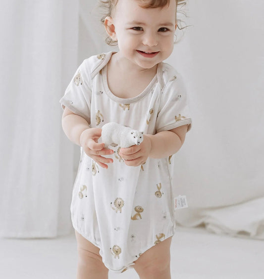 Lion And Mouse Bamboo Pima Short Sleeve Onesie-Nest Design