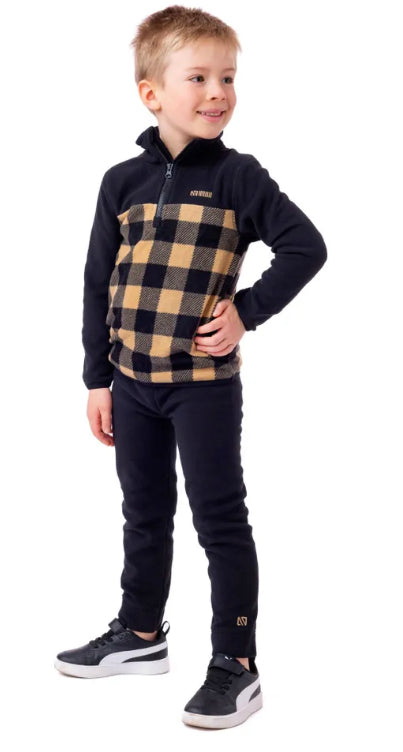 Brown and Black Checked Fleece Base Layer 2pc Nano - Boys