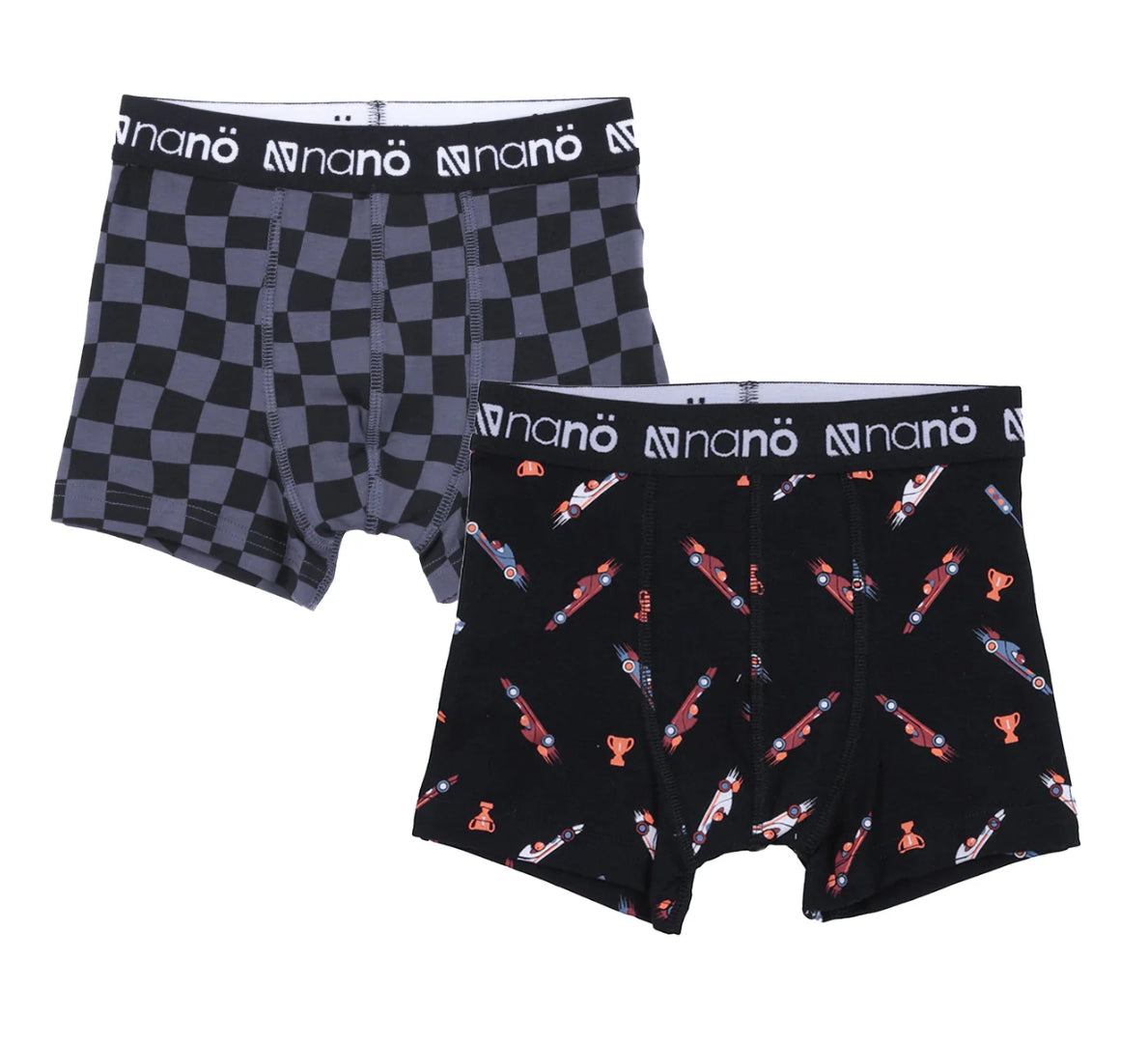 Race Car Boys 2 Pack Black Boxers-Nano