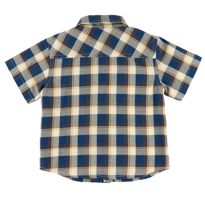 Baby Boy Blue Plaid Button Up Shirt-Nano