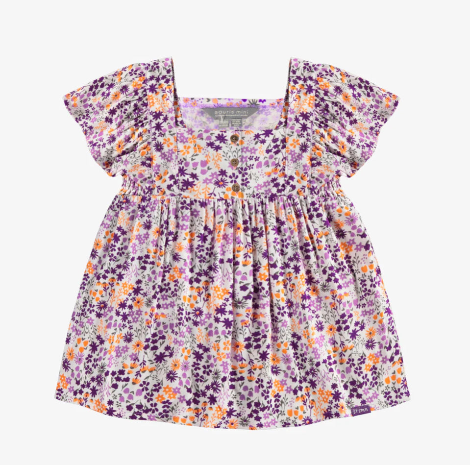 Flowery Dress With Short Sleeves-Souris Mini