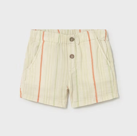 Gauze Tan Striped Wide Leg Shorts-Mayoral