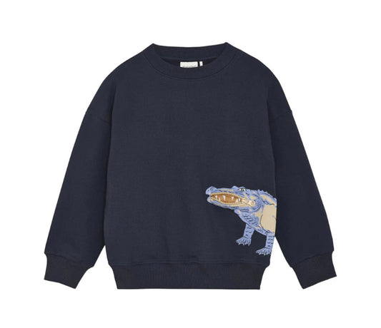Alligator Zipper Pocket Cotton SweaterShirt-Minymo