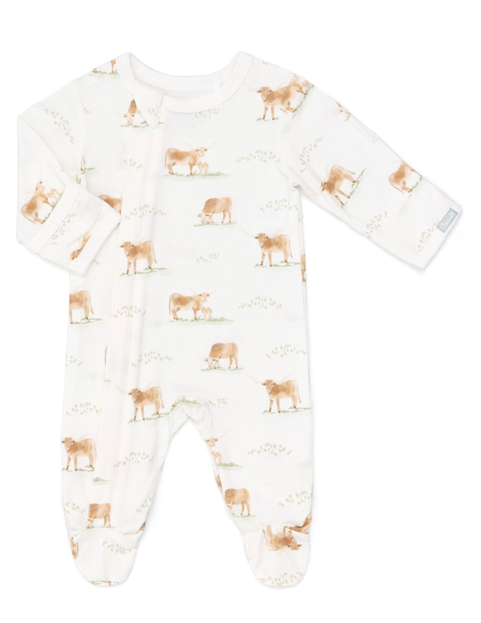 Cream Highland Cows Footed Modal Sleeper-Coccoli