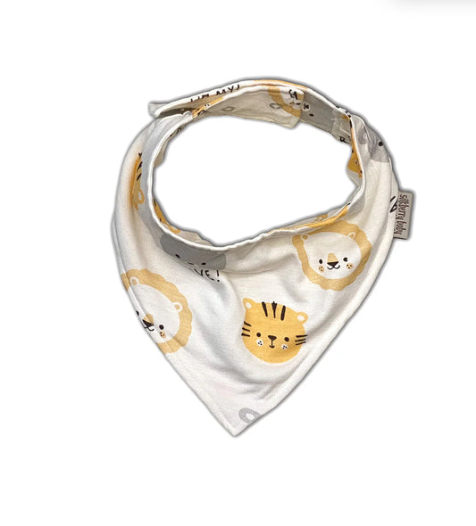 Lion Tiger & Bears Print Bamboo Bandana Bib-Silkberry