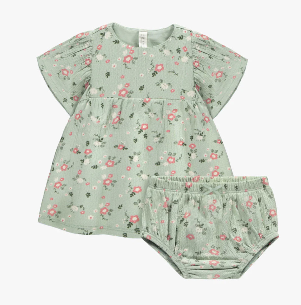 Light Green Floral Spring Dress-Souris Mini