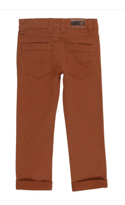 Boys Stretch Navy And Camel Twill Pants-Nano