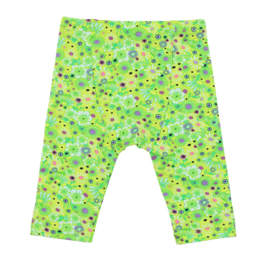 3/4 Baby Cotton Leggings - Lime Green Floral-Nano (24)