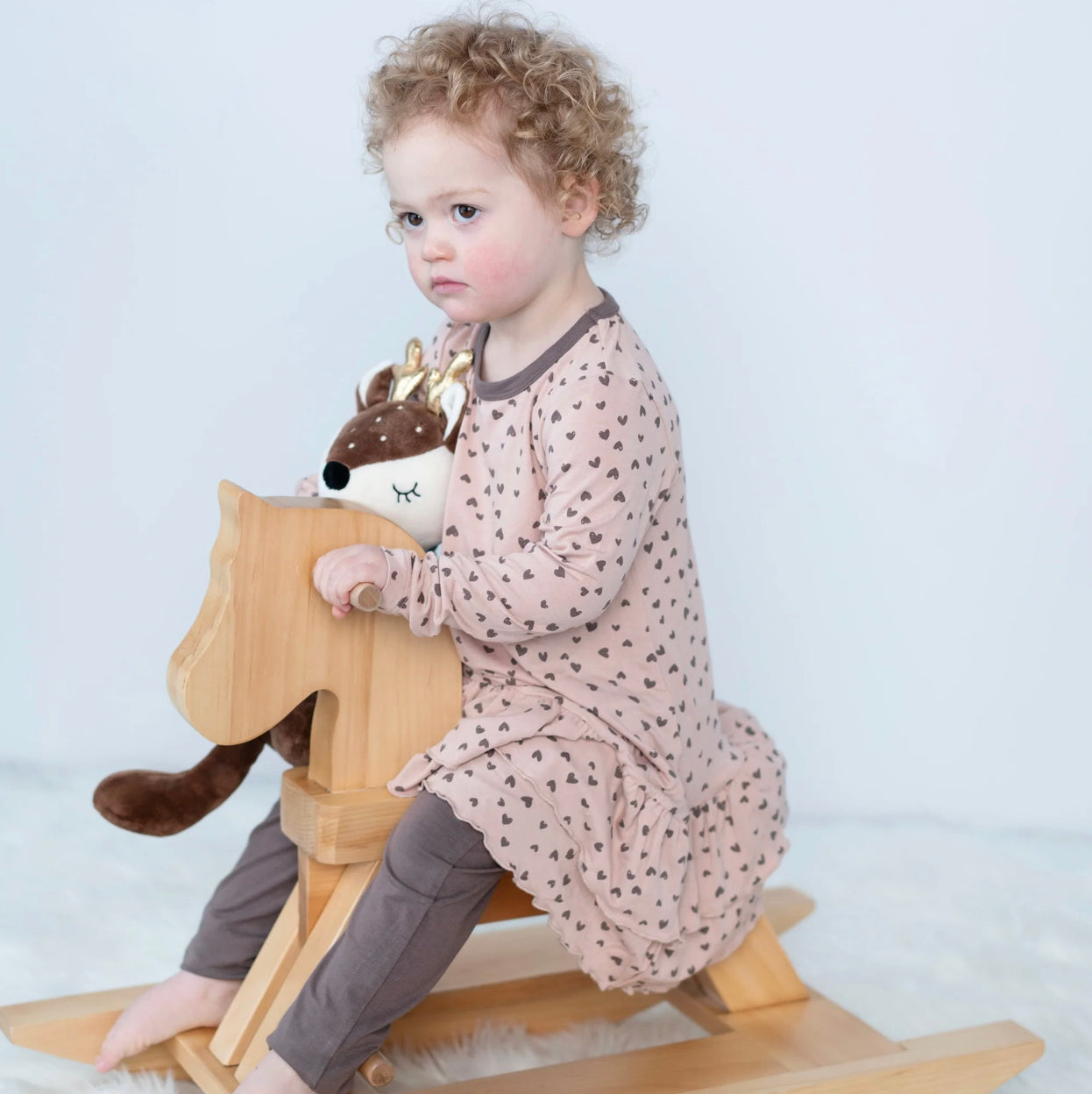 Bamboo Jersey Ruffle Dress With Bloomer. Leggings Thrown In To Match! 2 Print Options)-Silkberry