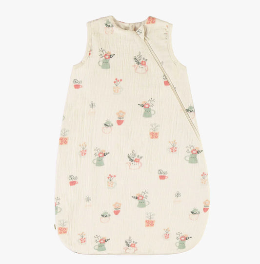 Cream Quilted Sleep Sack In Muslin-Souris Mini