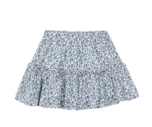 Girls Printed Blue and Cream Dobby Skort-Mayoral
