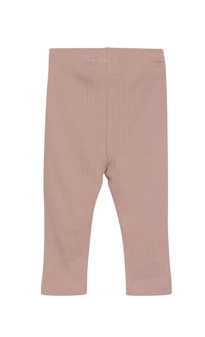 Ribbed Baby Cotton Leggings -Minymo Blush