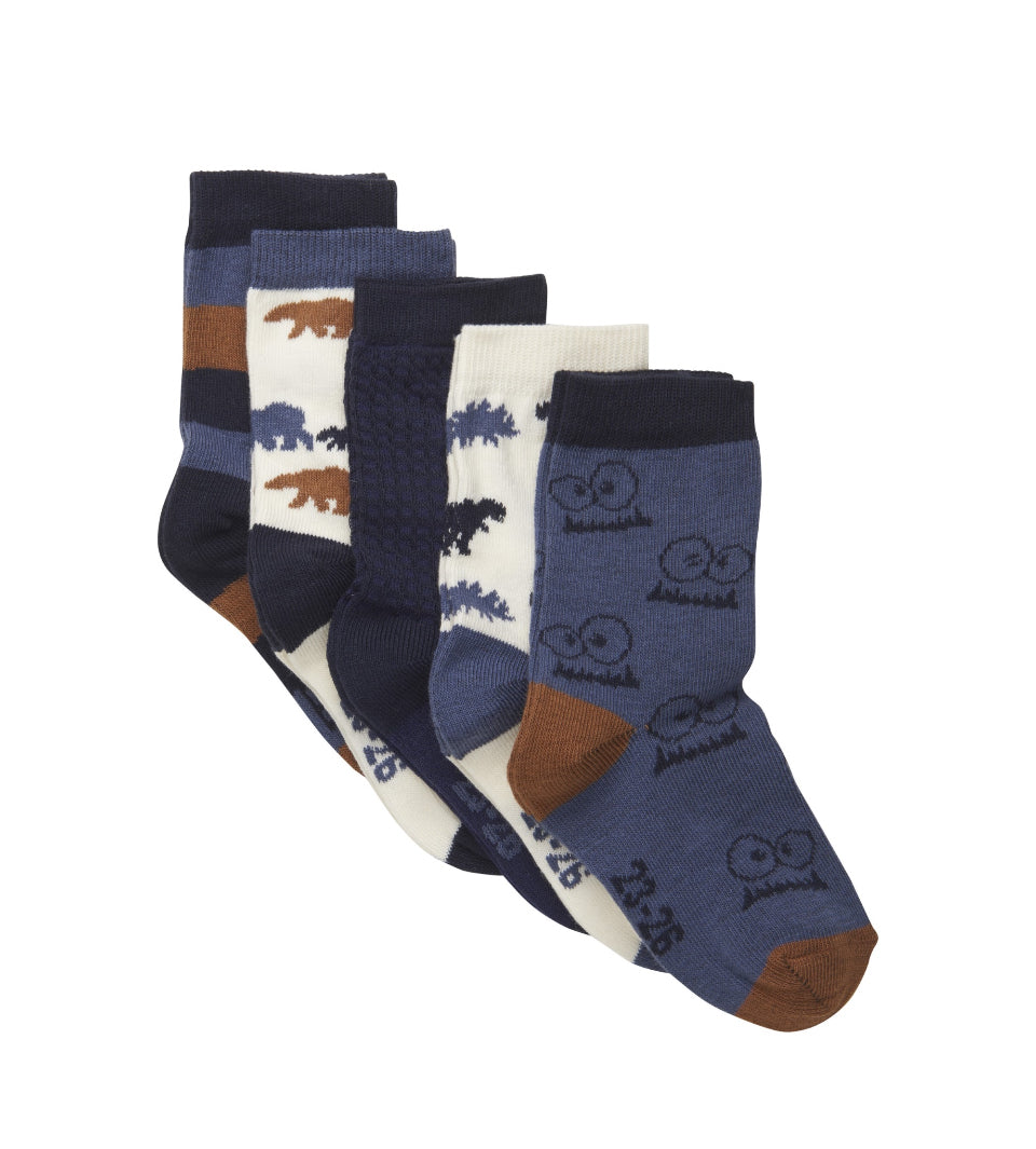5 Pk Dino/Monster Socks -Minymo