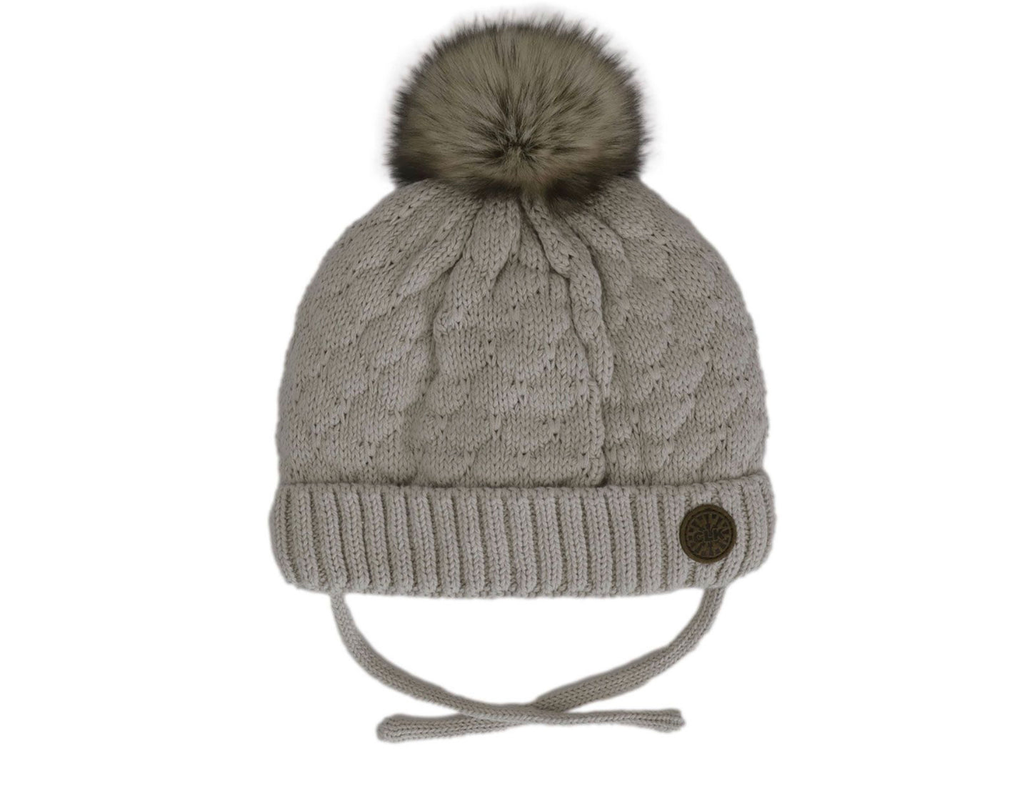 Lined Cotton Knit Hat With Pompom-Calikids