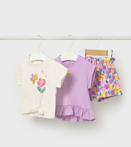 Lilac Girls 3 Pieces Shorts Set-Mayoral