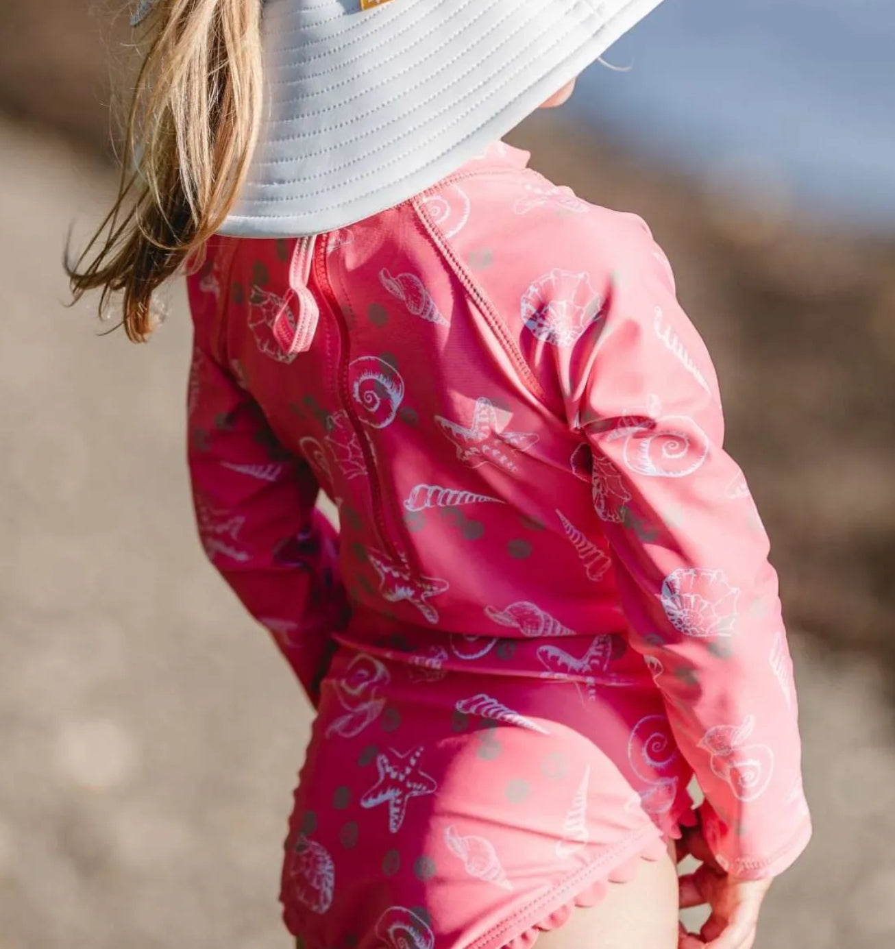 Seashell Long Sleeve Swimsuit-Calikids