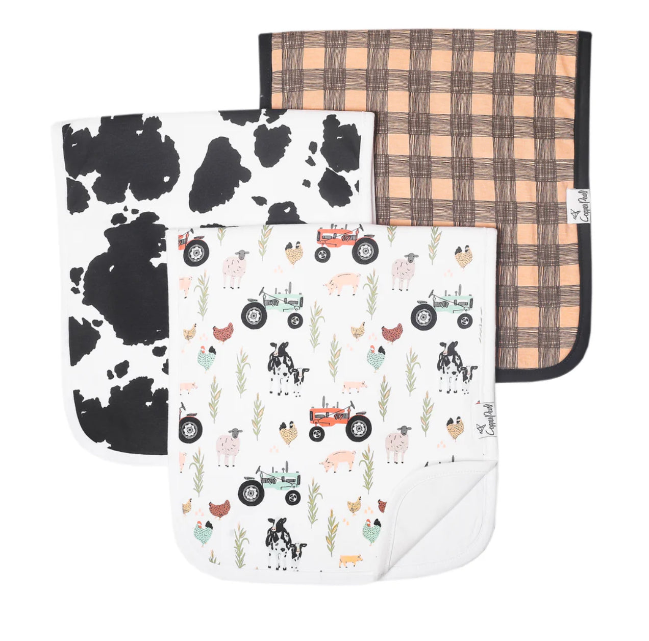 Jo Burp Cloths Pack Of 3-Copper Pearl