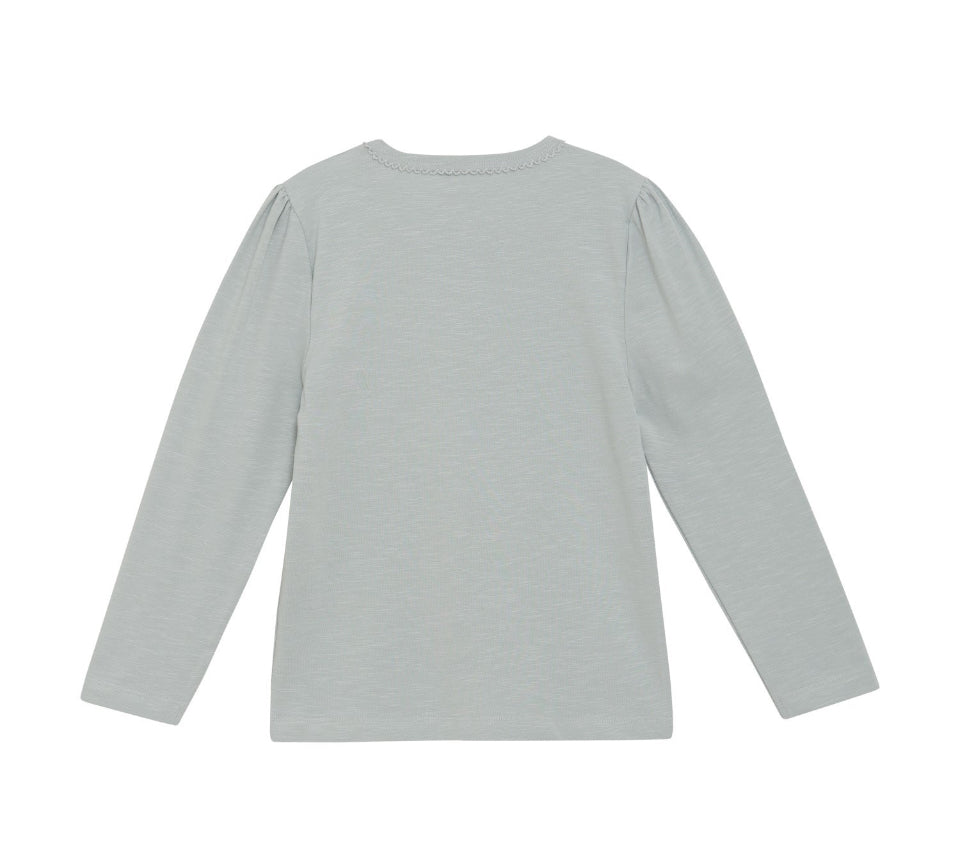 Sage Girls Long Sleeve Shirt with Flower Design-MinyMo