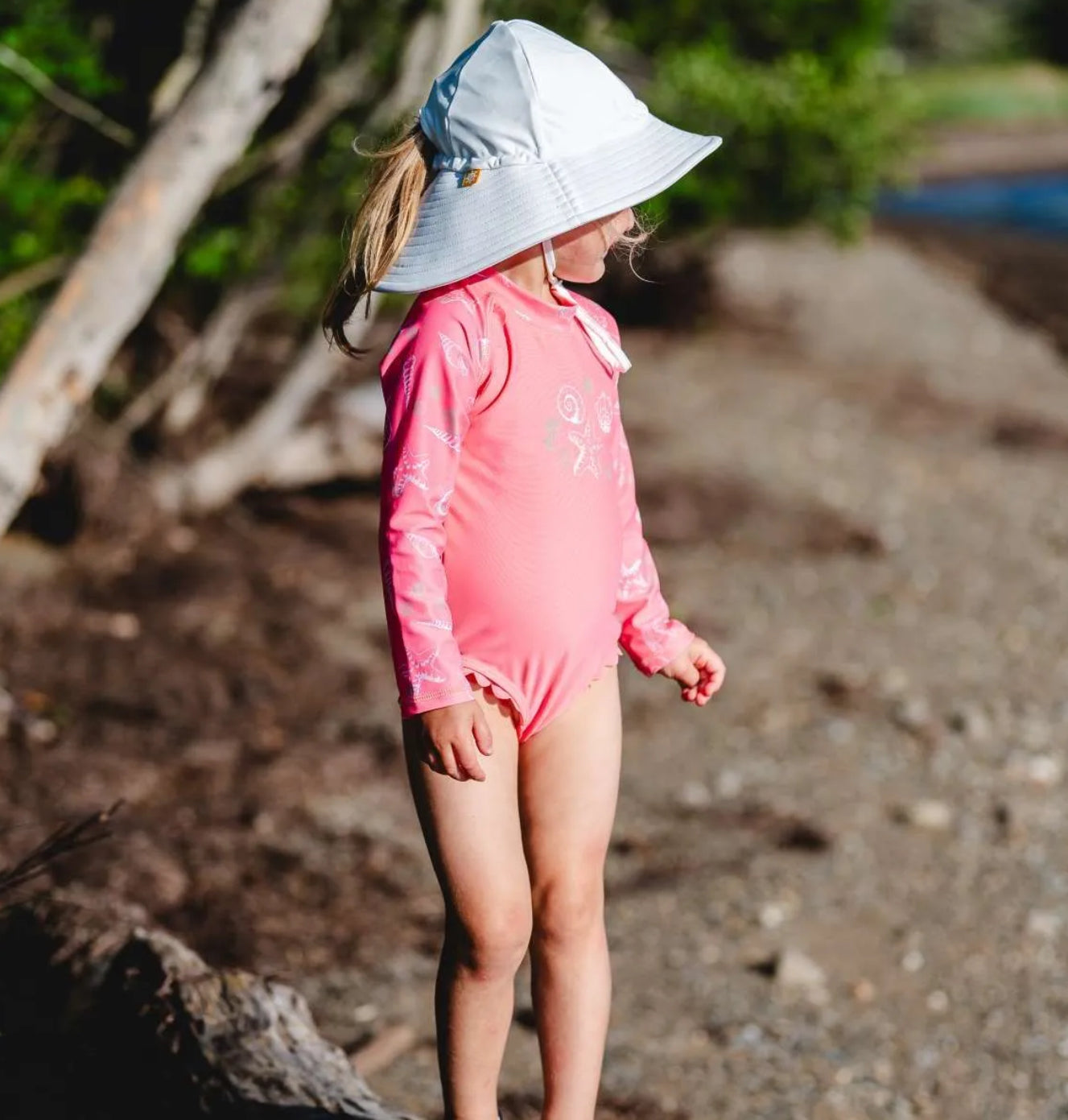 Seashell Long Sleeve Swimsuit-Calikids