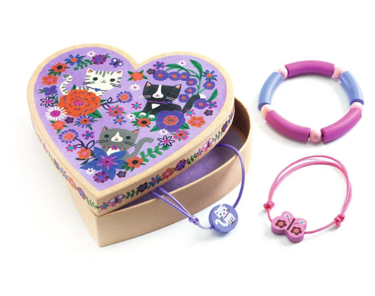 Heart Shaped Jewellery Box and Bracelets-DJECO