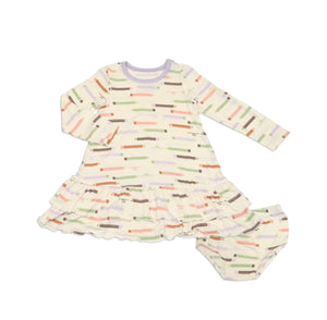 Bamboo Jersey Ruffle Dress With Bloomer(2 Print Options)-Silkberry Baby