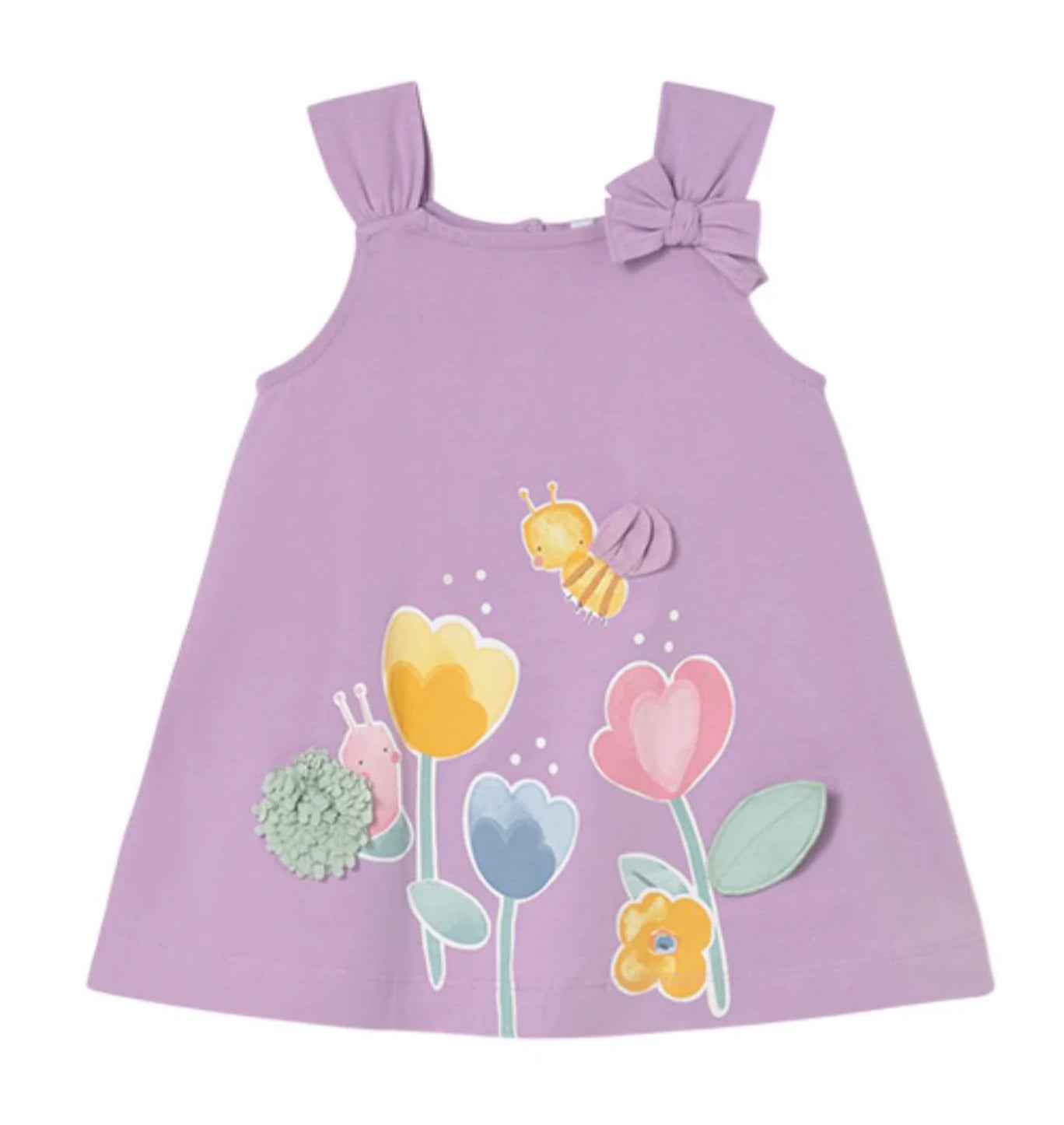 3D Flower and Insect Lilac Tunic Dress-Mayoral