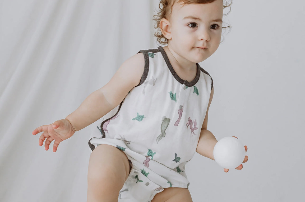 The Tortoise & The Hare Sleeveless Henley Bamboo Onesie-Nest Designs