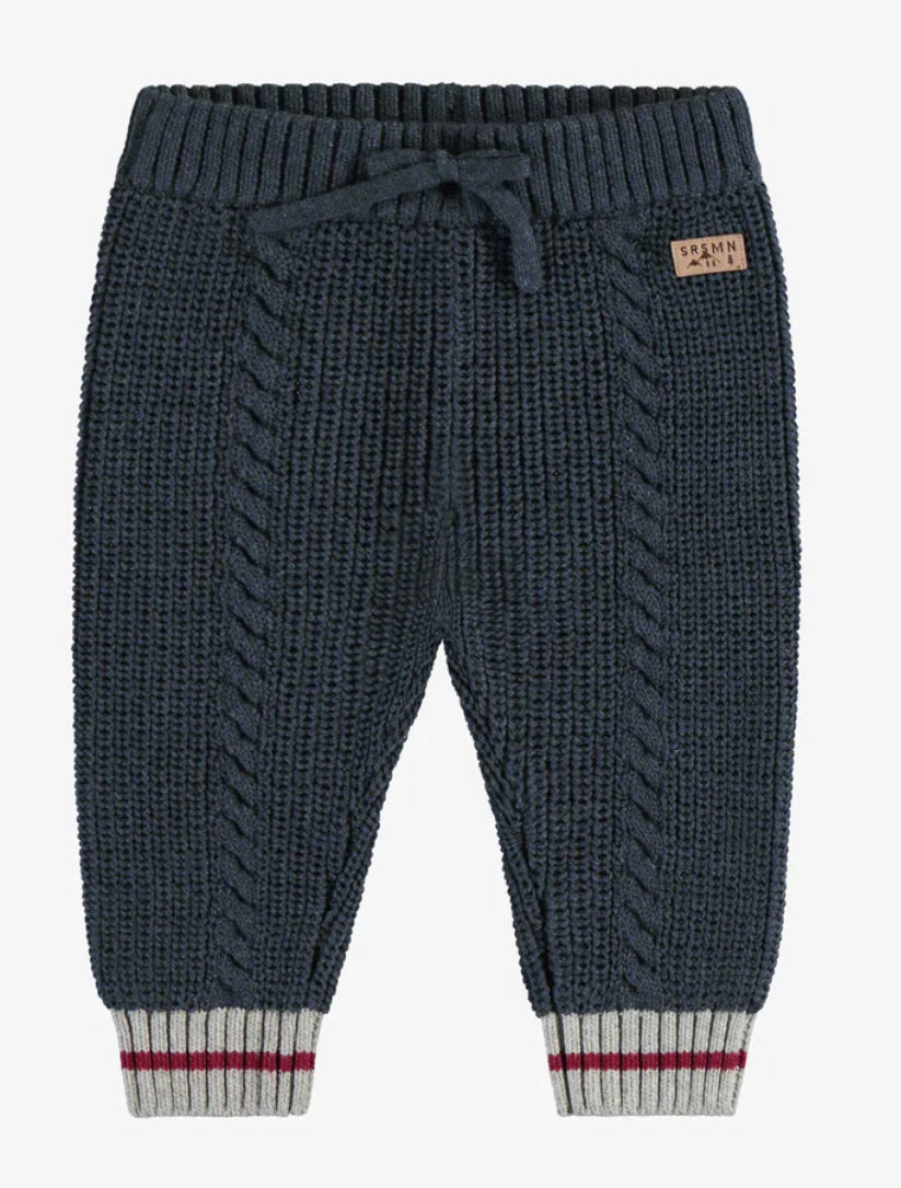 Navy Knit Cable knit Sweater Pants -Souris Mini