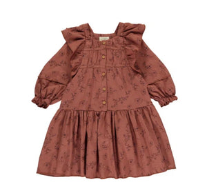 Brown dress, cotton dress, girl dress, Aretha dress, vignette dress