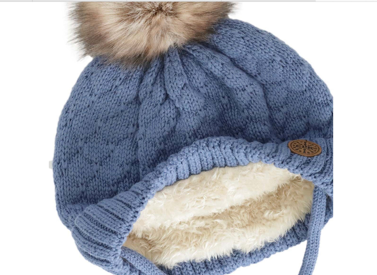 Lined Cotton Knit Hat With Pompom-Calikids