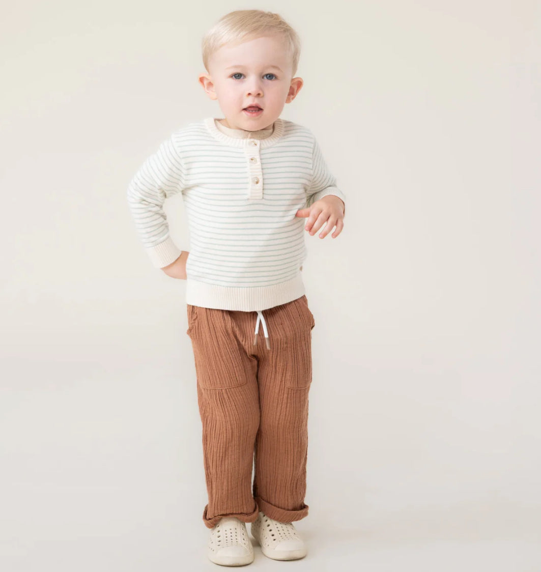 Ivory Baby Striped Sweater With Buttons-Nano