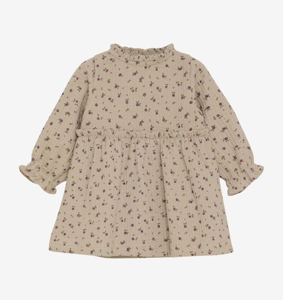 Fine Floral Print Baby Dress Lined with Soft Cotton - MinyMo