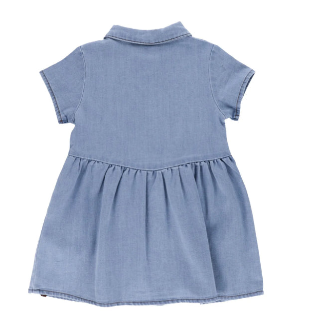 Baby Girls Western Floral Denim Dress-Nano