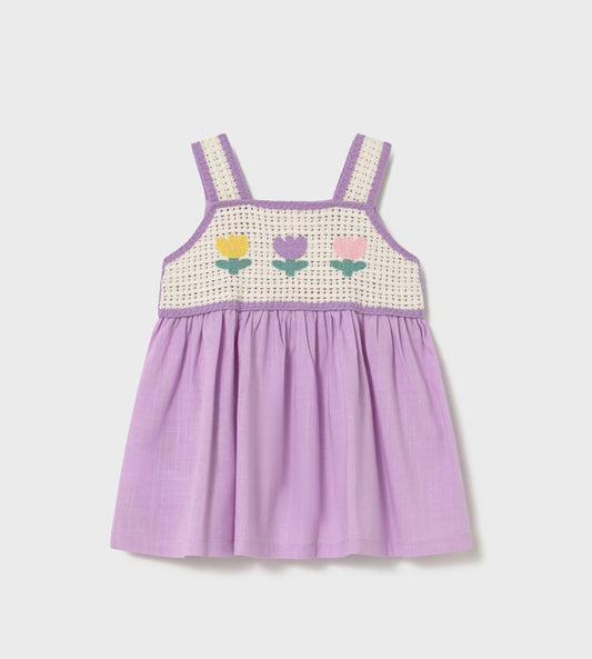Lilac Crochet Bodice Dress-Mayoral