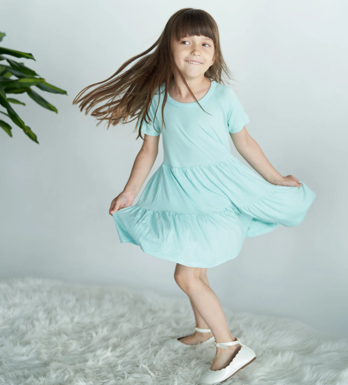 Cotton Candy Bamboo Tiered Jersey Dress with Bloomer-Silkberry