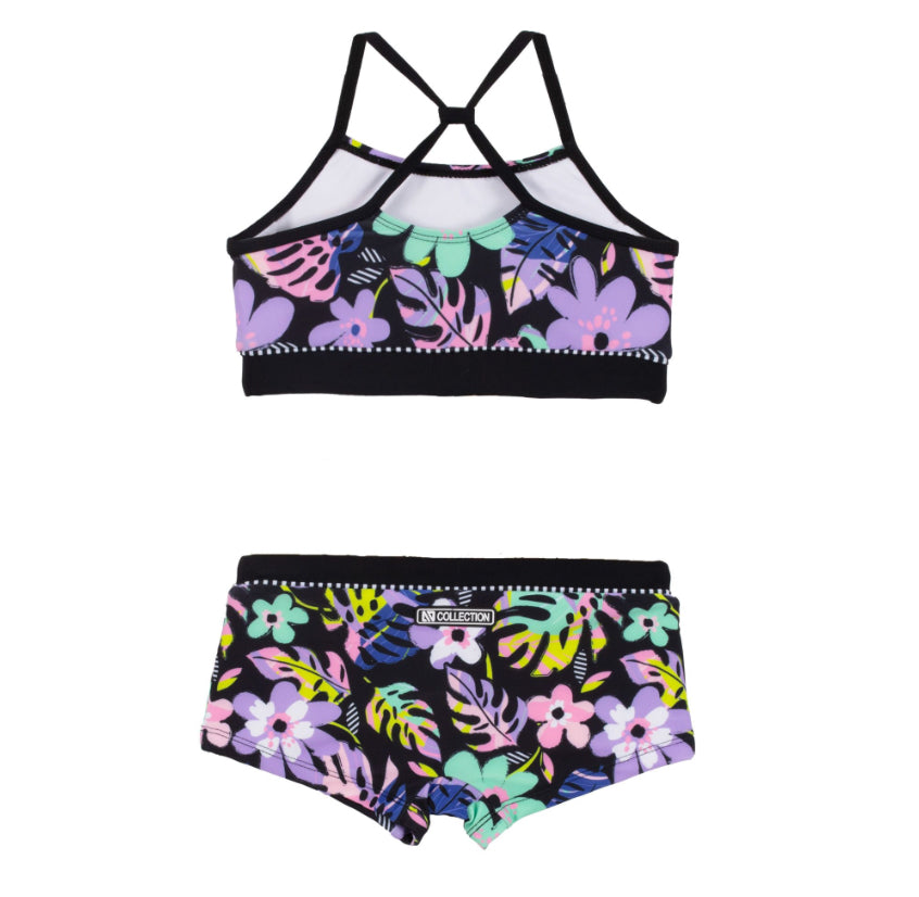 Mauve Floral UV Two-Piece Swimsuit-Nano