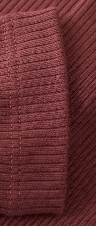 Ribbed Baby Cotton Leggings - Mauve-Minymo -Muted Burgundy