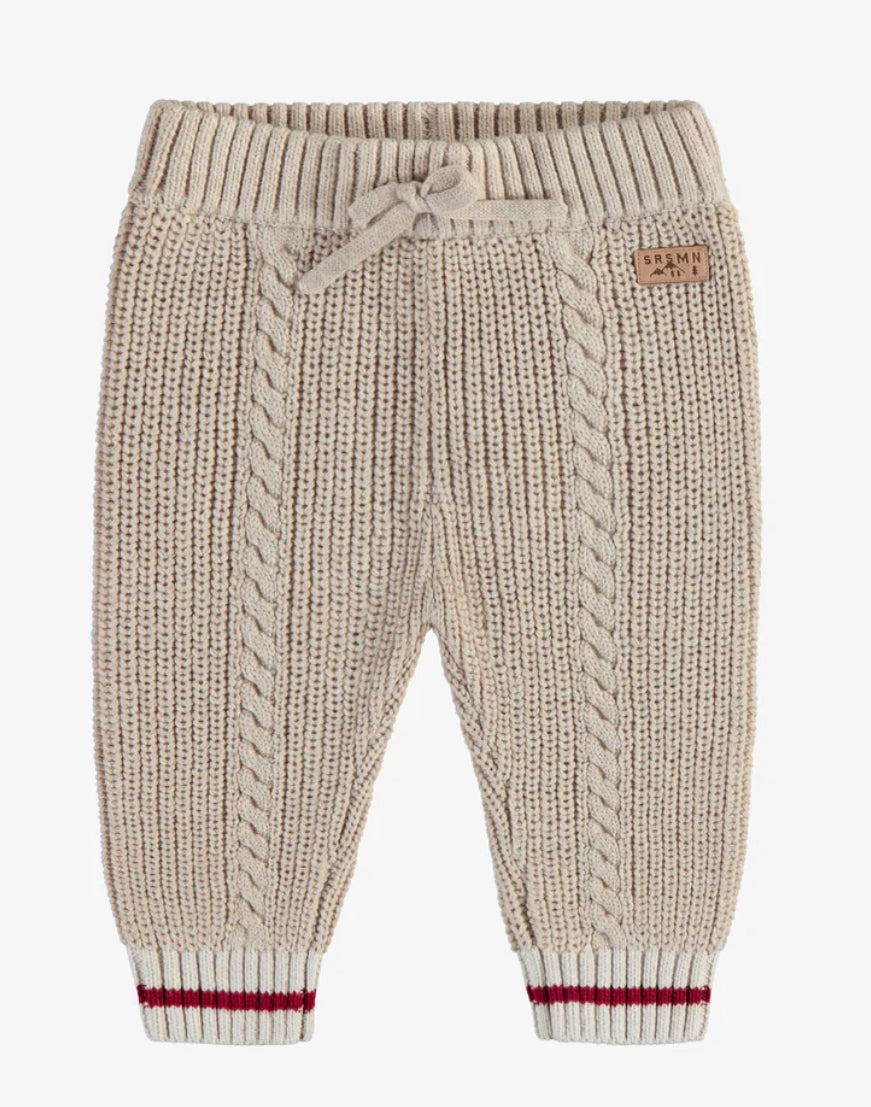 Cream Knit Cable knit Sweater Pants -Souris Mini