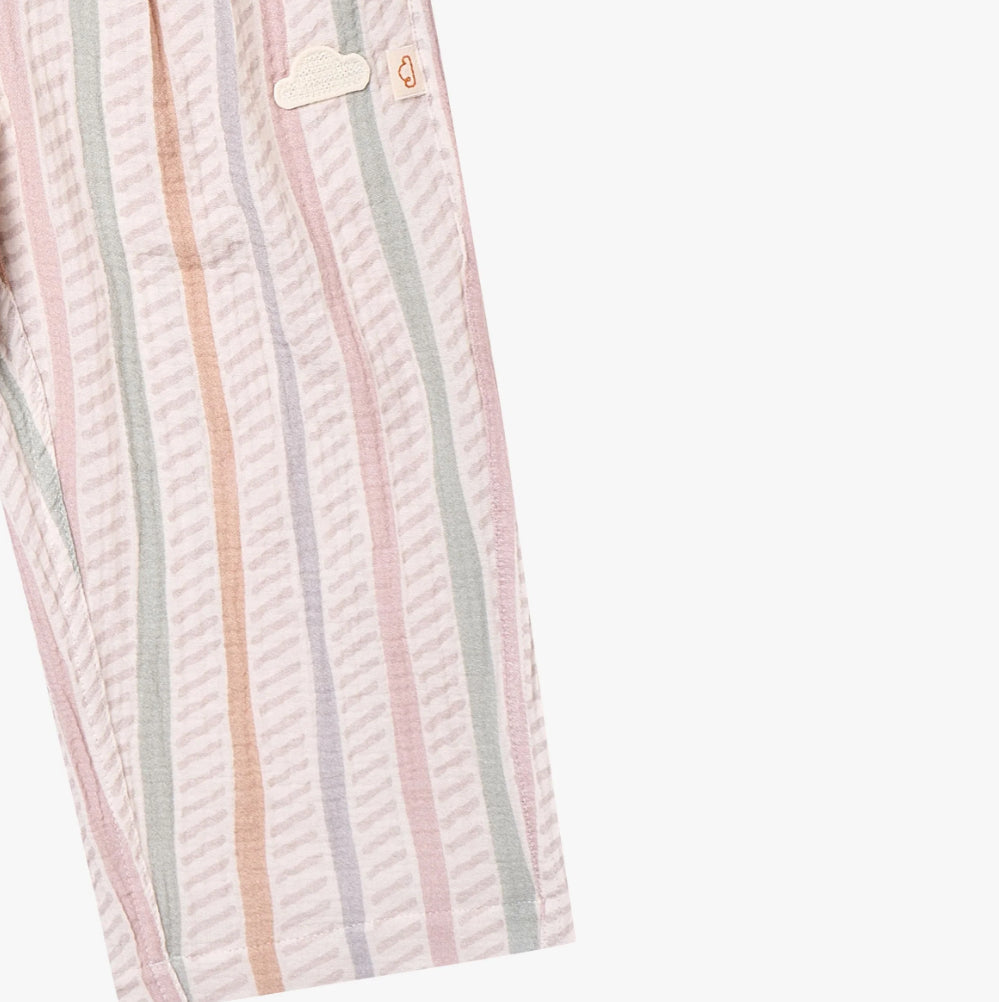 Kids Wide Leg Cotton Pants Caramel Stripes-Petite Revery