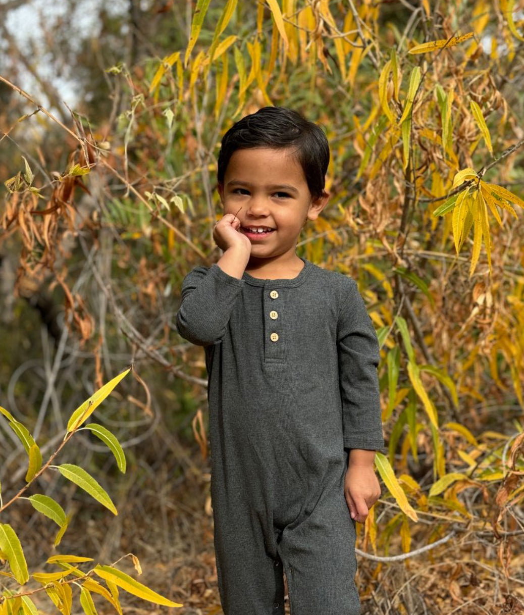 Mason Ribbed Henley Romper-Me and Henry