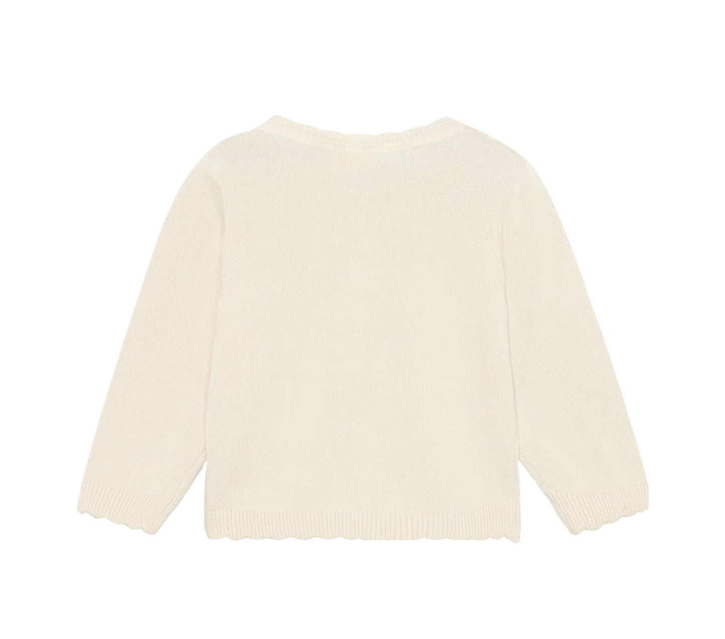 Baby Cream Knit Cardigan With Embroidered Flowers-Minymo