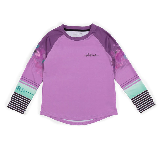Girls' Long-Sleeved Athletic T-Shirt Lilac-Nano