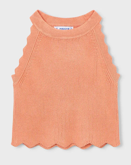 Orange Knit Sleeveless Top-Mayoral