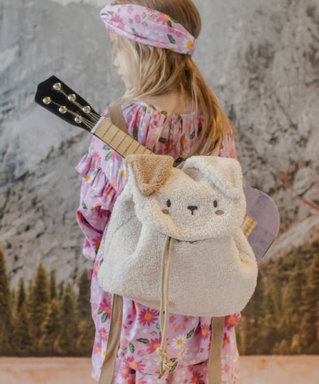 Cream Sherpa Dog Shaped Backpack-Souri Mini