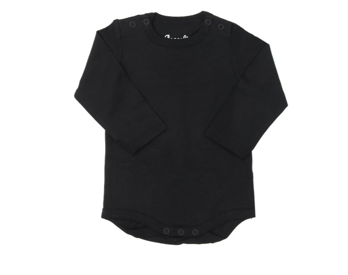 Solid Black Tencel Long Sleeve Onesie-Coccoli