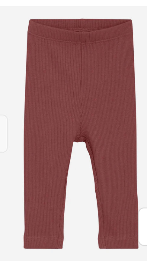 Ribbed Baby Cotton Leggings - Mauve-Minymo -Muted Burgundy