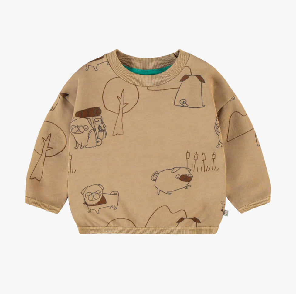 Light Brown Long Sleeve Sweater With Dogs-Souris Mini