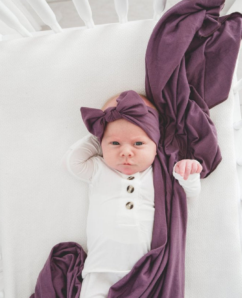 Plum Knit Headband-Copper Pearl