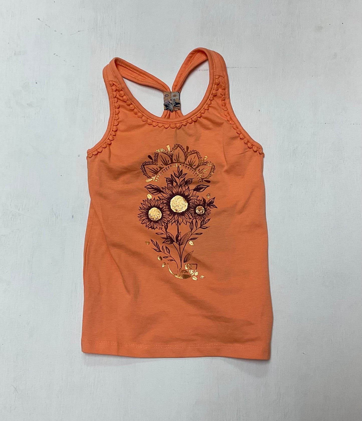 Gold Floral And Orange Tank Top-Nano